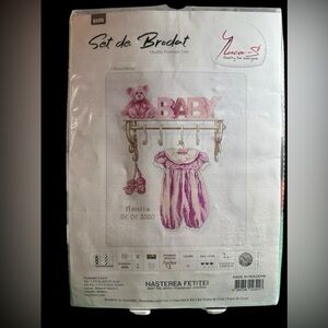 Set De Brodet Baby Girl CrossStitch Kit Pink dress and Bear Brand New 💖 Luca S